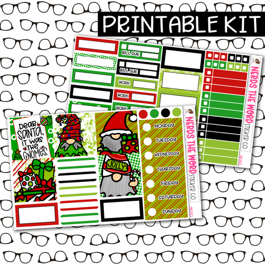 PRINTABLE Ho Ho Gnome Weekly Kit - Choose your Size