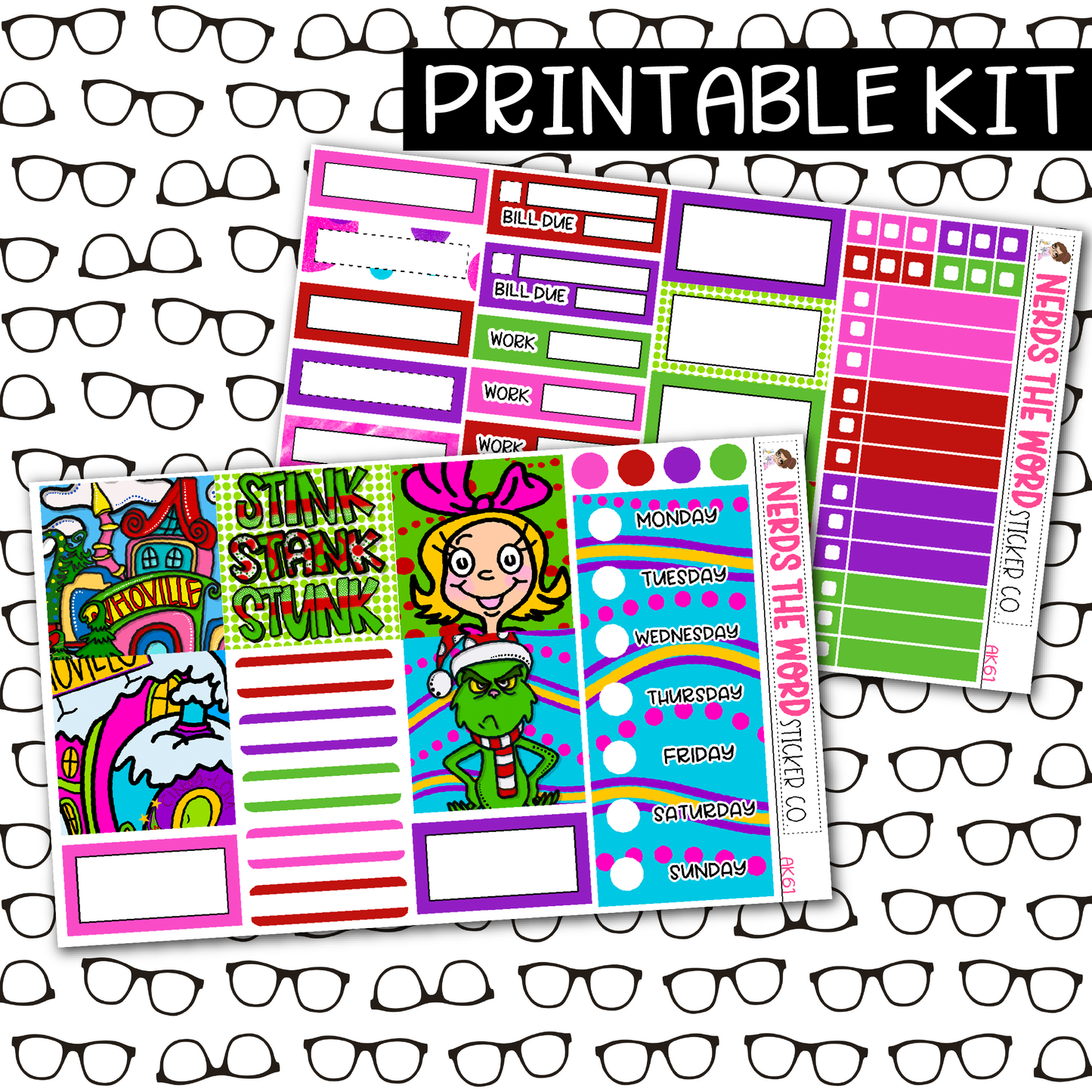 PRINTABLE You're a Mean One Weekly Kit - Choose your Size