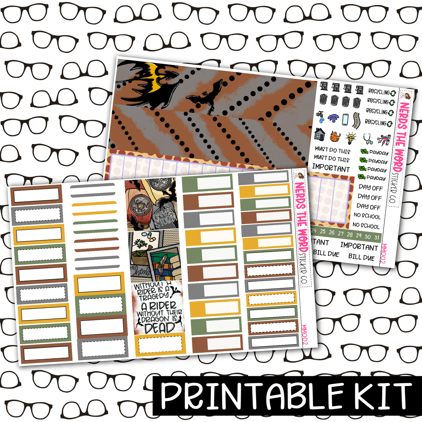 PRINTABLE - Storm Monthly, Weekly and or Journaling Sticker Kit