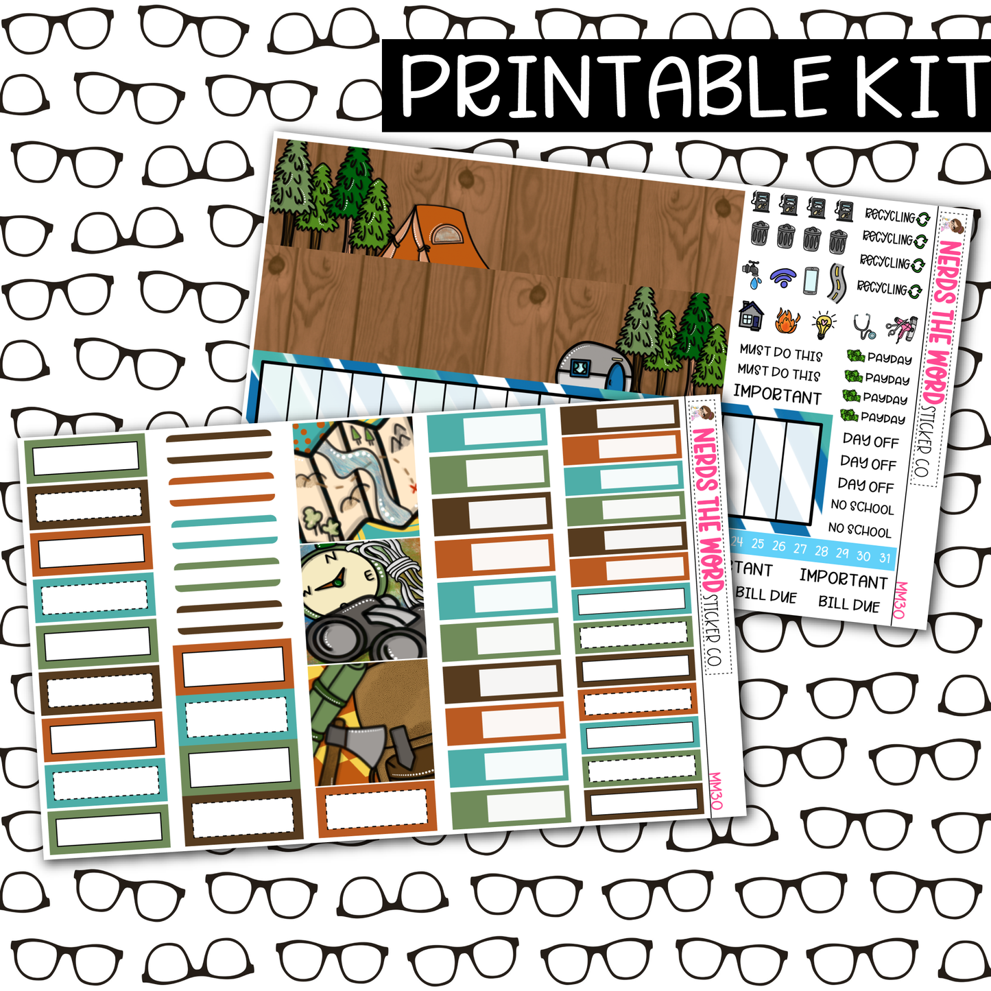 PRINTABLE Camp Monthly Kit - Choose your Size