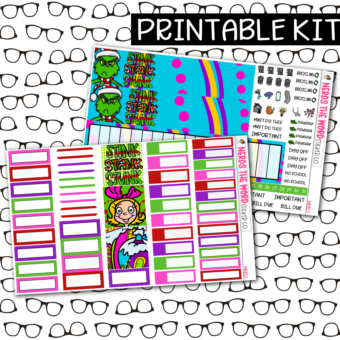 PRINTABLE You're a Mean One Monthly Kit - Choose your Size