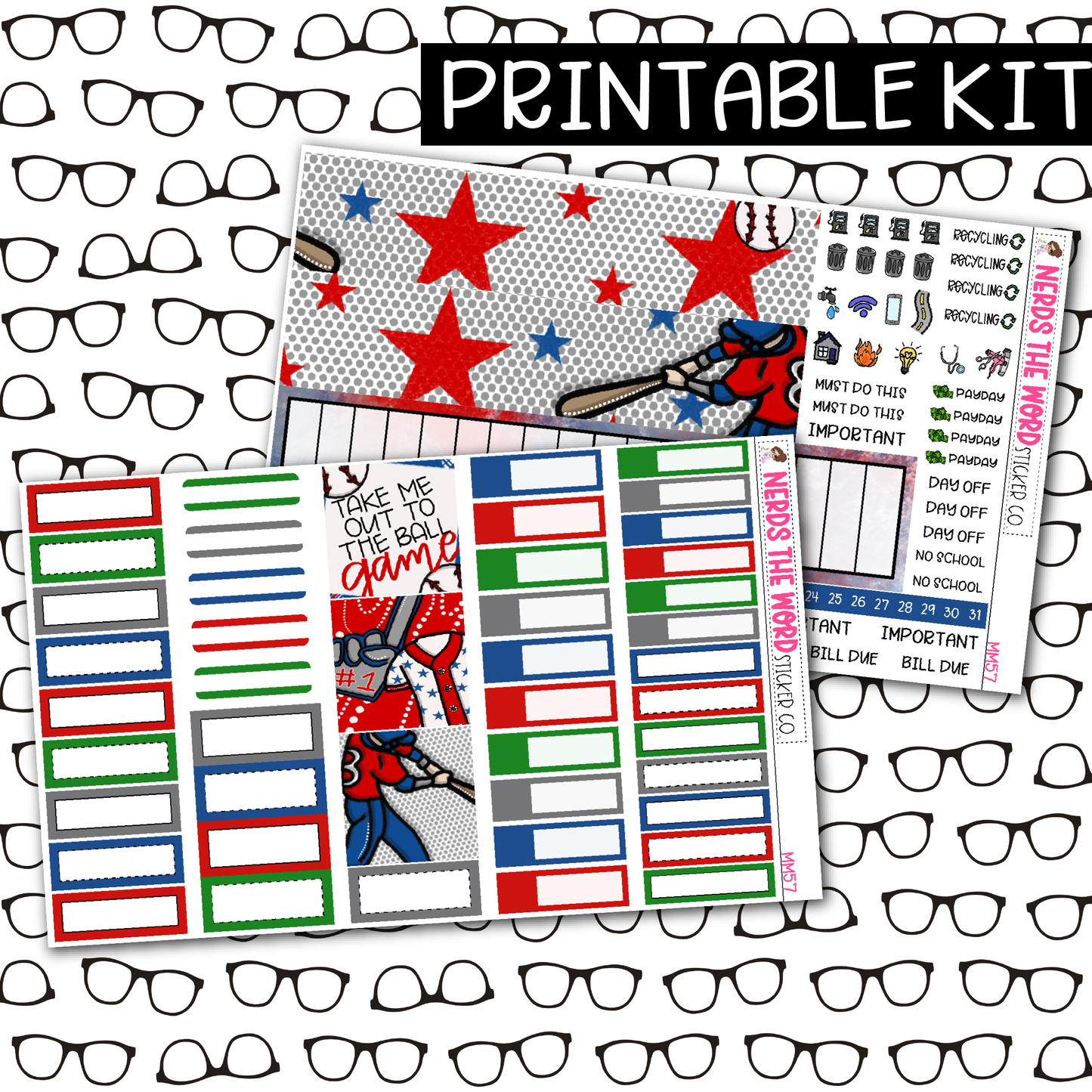 PRINTABLE Take Me Out To The Ball Game Monthly Kit - Choose your Size