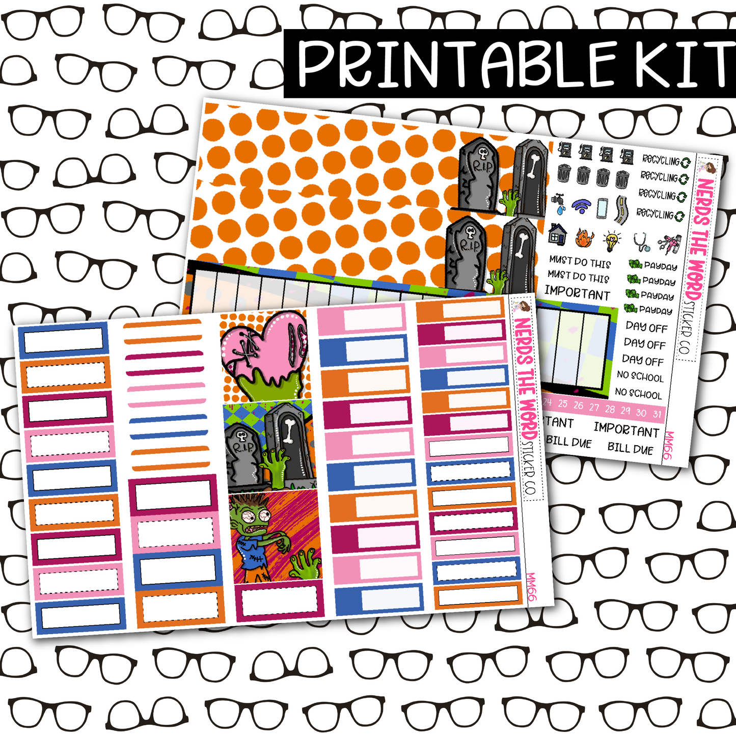 PRINTABLE Brains Monthly Kit - Choose your Size