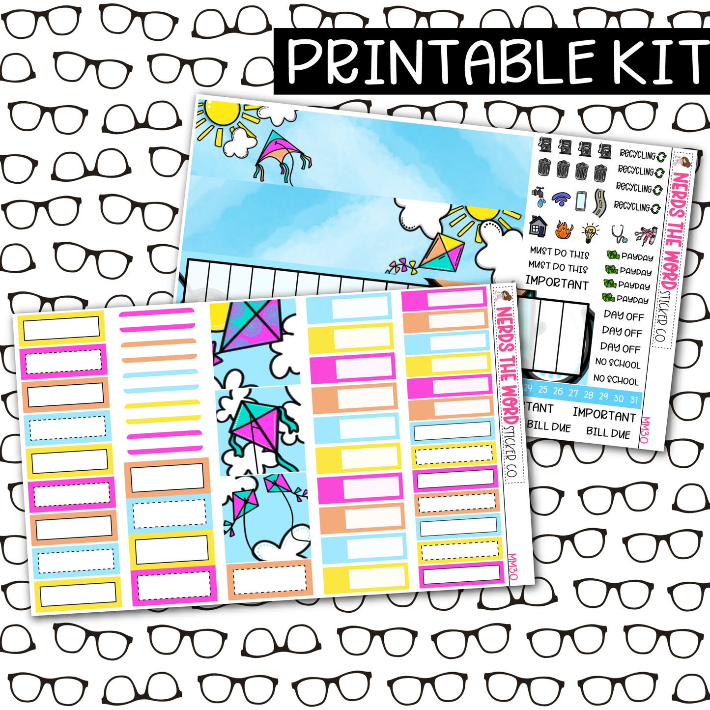 PRINTABLE Kite Monthly Kit - Choose your Size