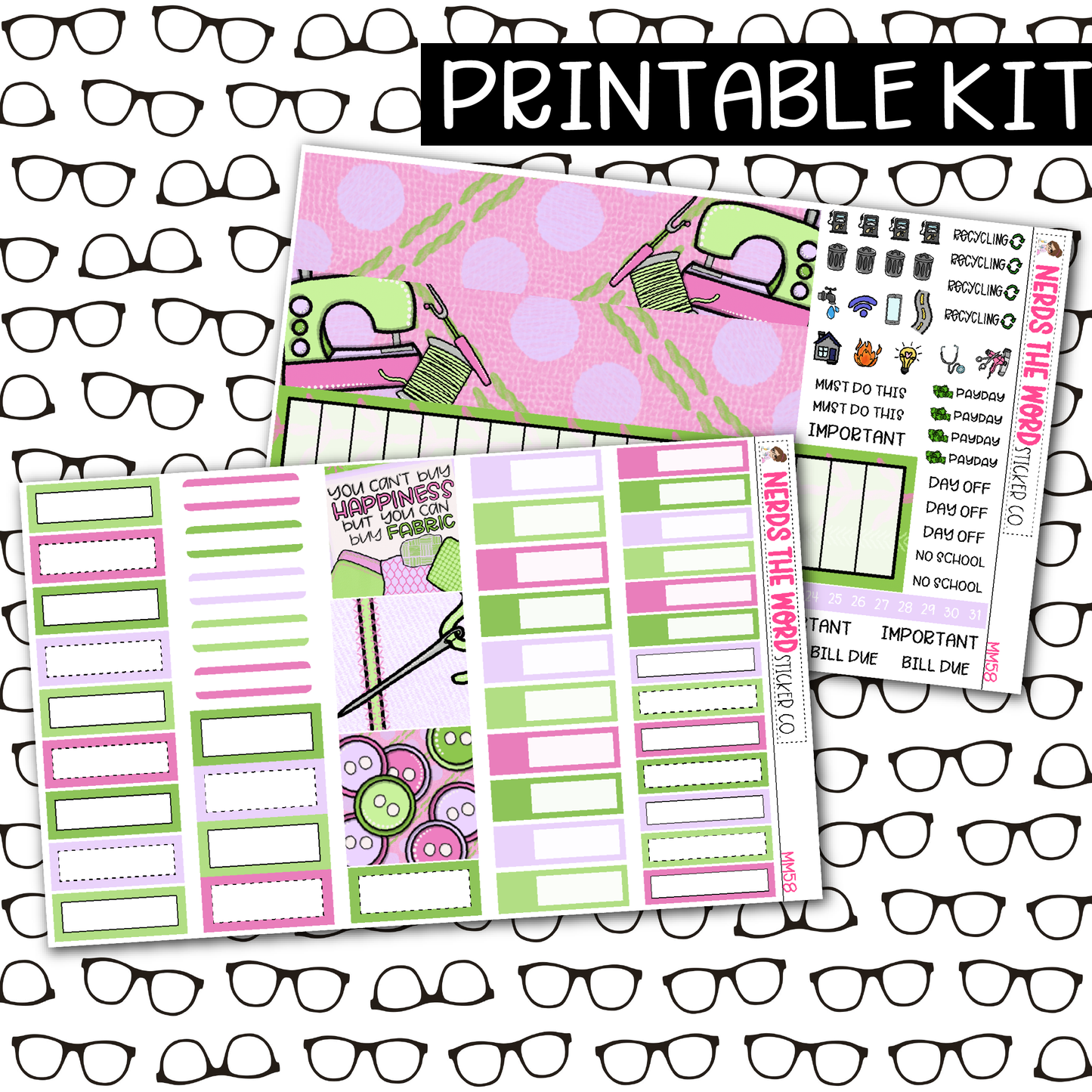 PRINTABLE Sewing Monthly Kit - Choose your Size