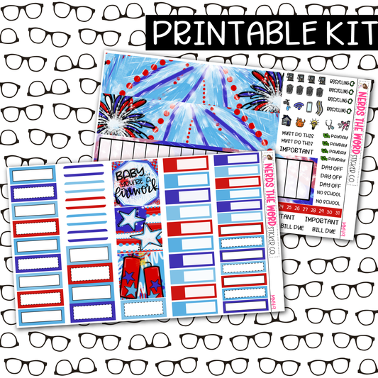 PRINTABLE Firework Monthly Kit - Choose your Size