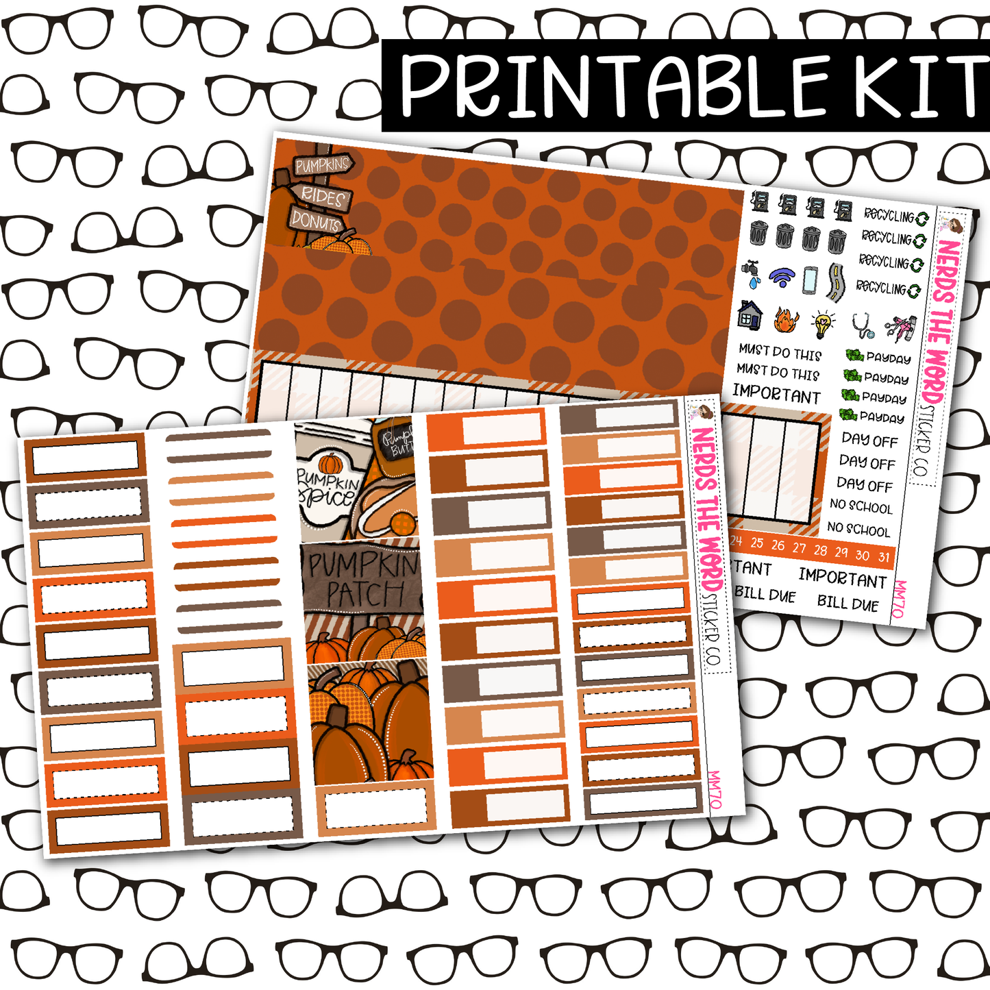 PRINTABLE Pumpkin Patch Monthly Kit - Choose your Size