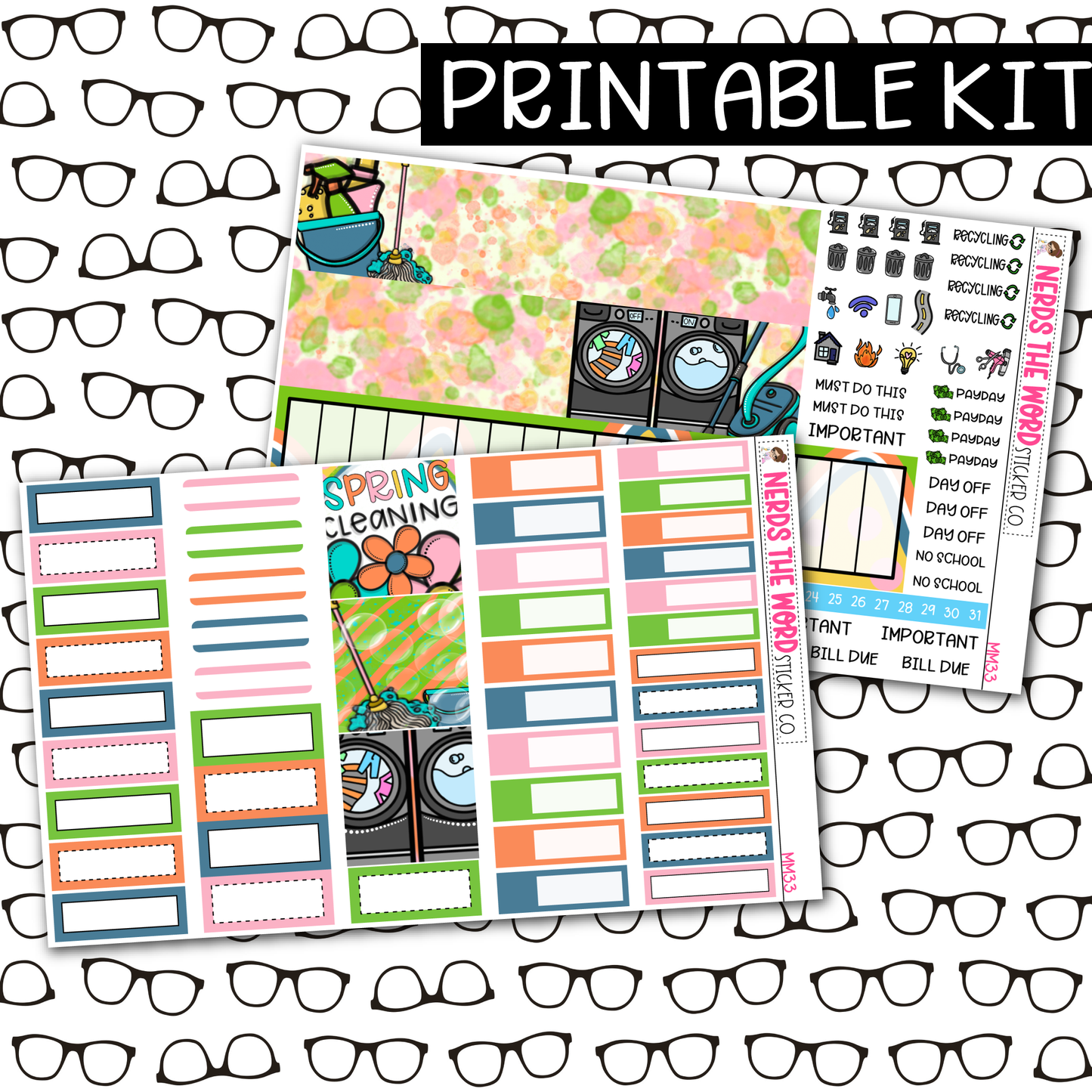 PRINTABLE Spring Cleaning Monthly Kit - Choose your Size