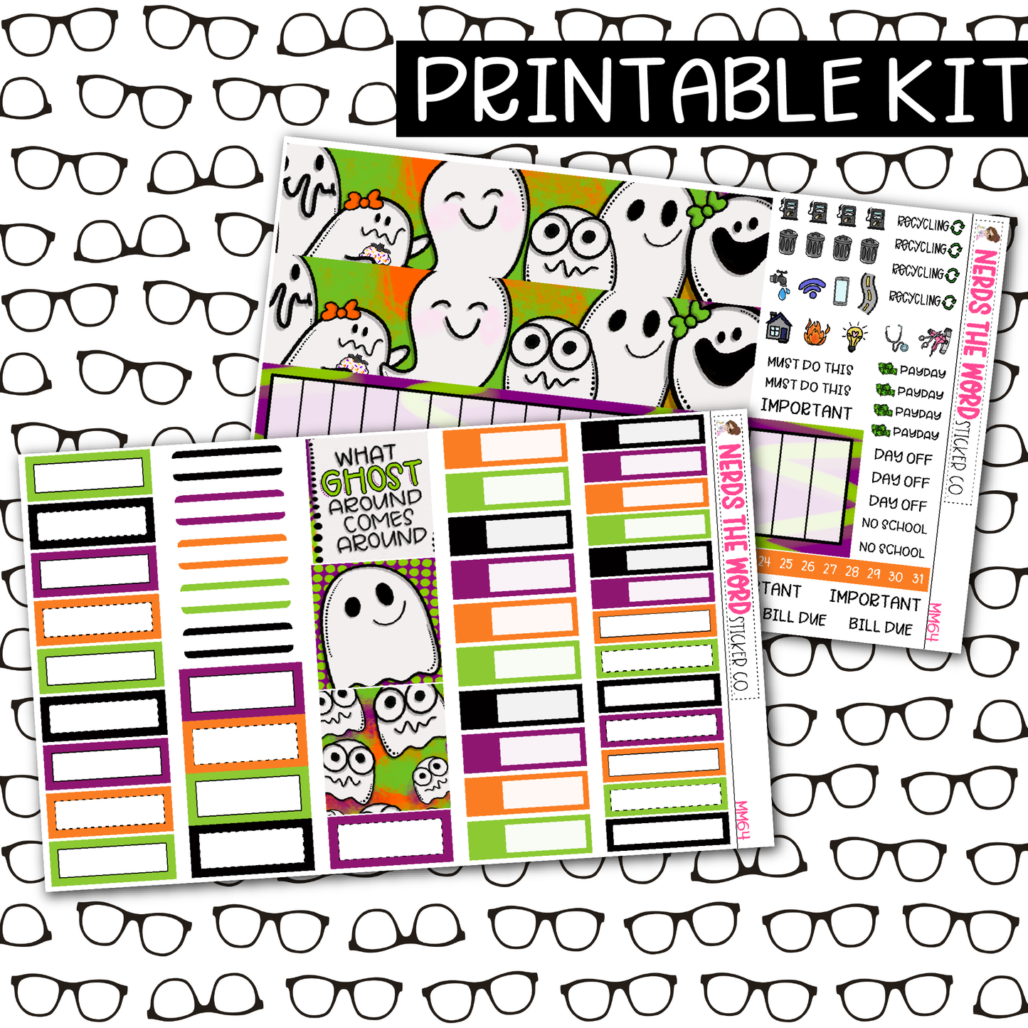 PRINTABLE Ghost Karma Monthly Kit - Choose your Size