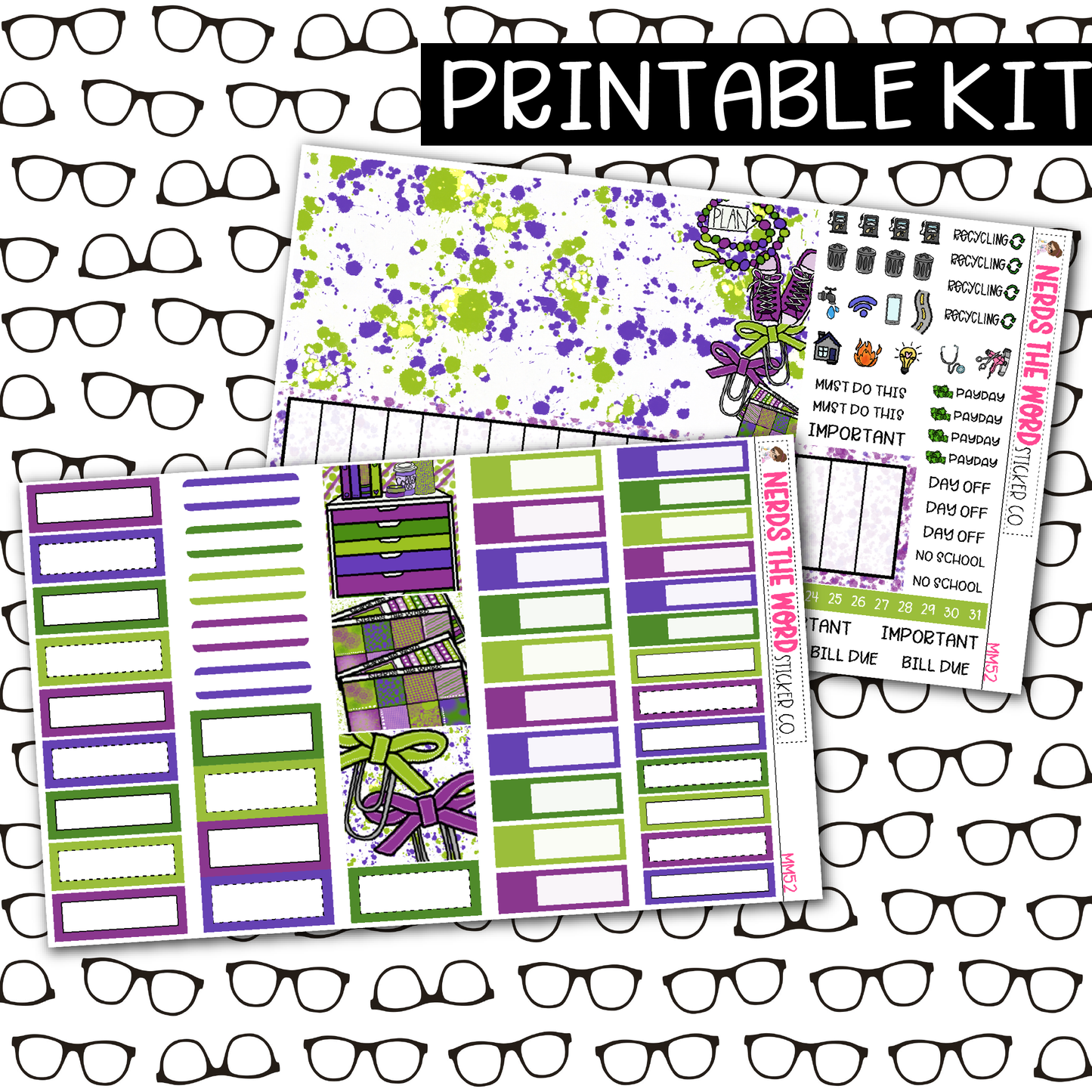 PRINTABLE Planner Monthly Kit - Choose your Size