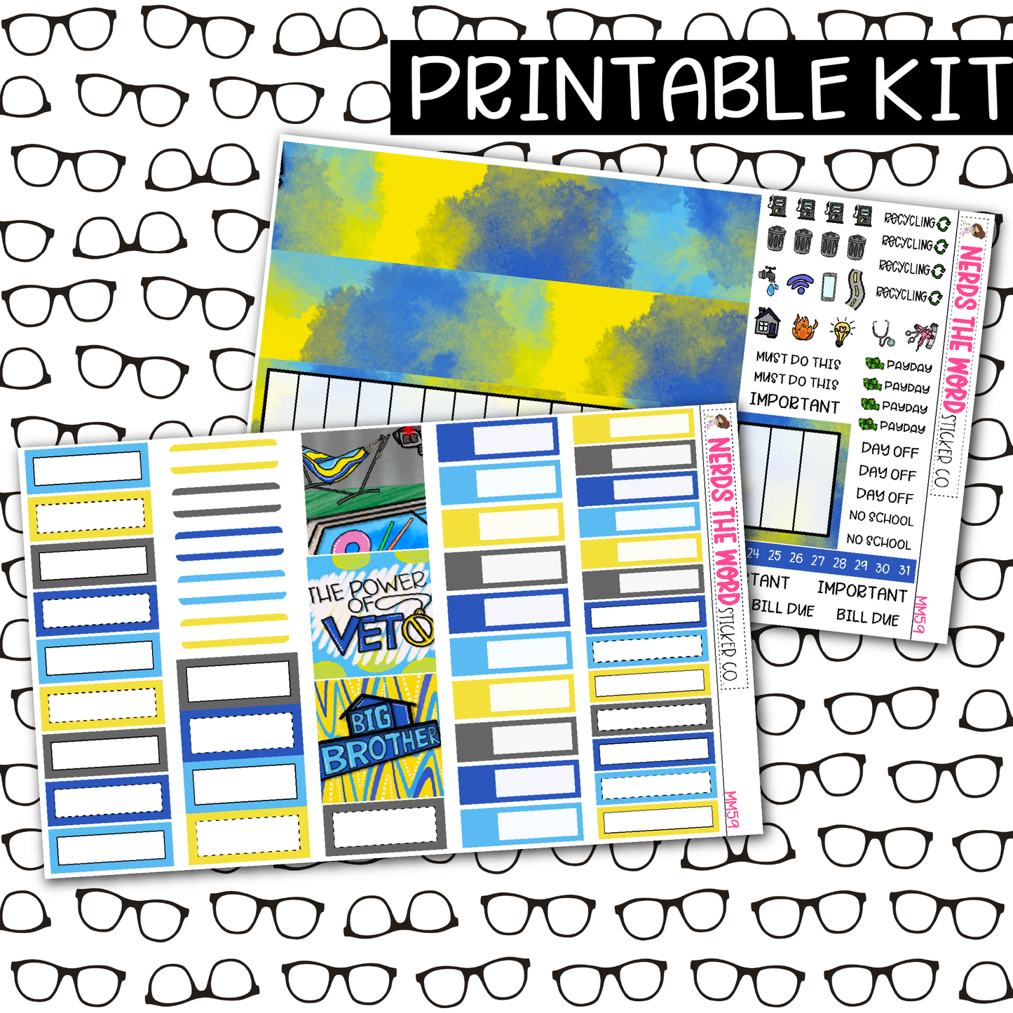 PRINTABLE Big Brother Monthly Kit - Choose your Size