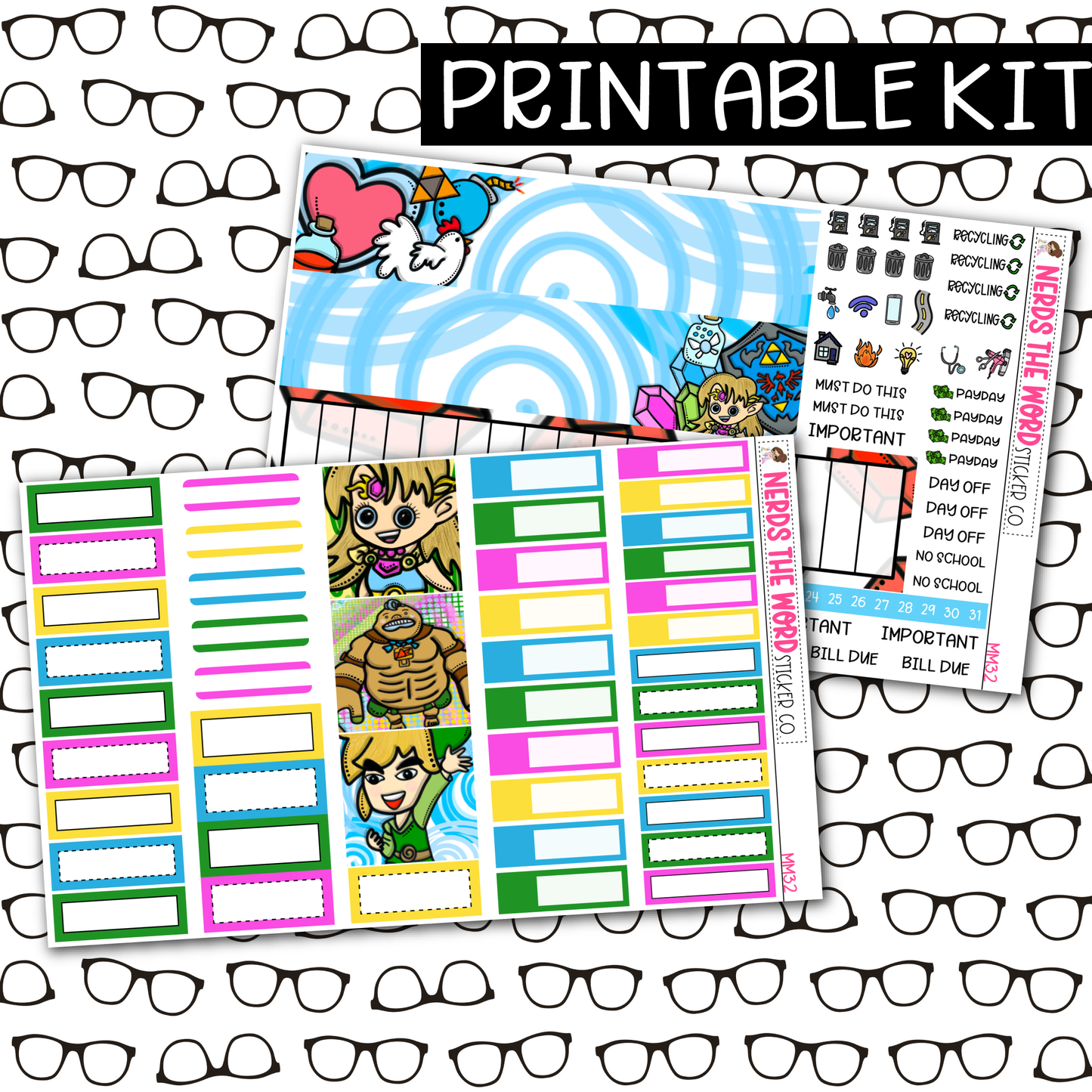 PRINTABLE Link Monthly Kit - Choose your Size