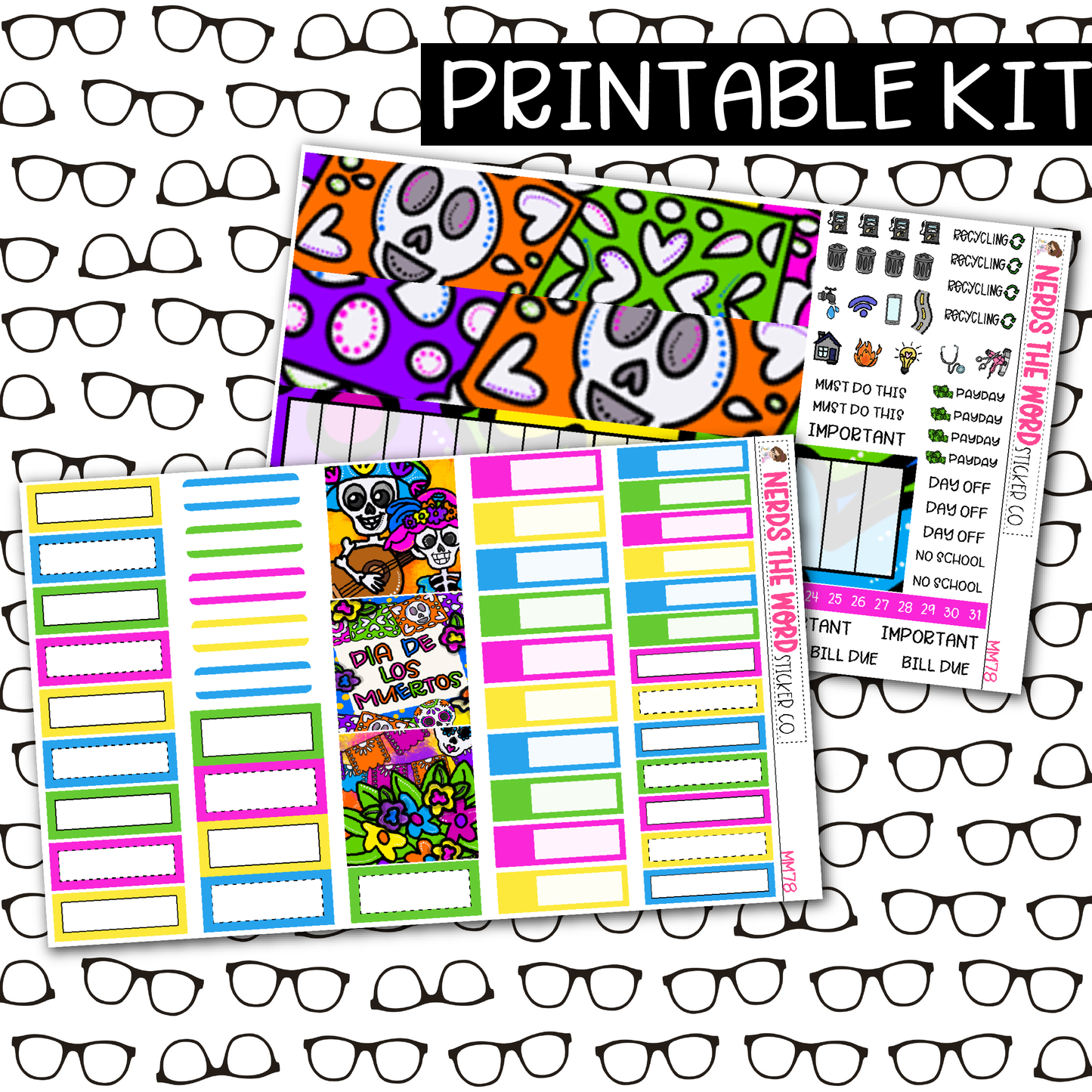 PRINTABLE Day of the Dead Monthly Kit - Choose your Size