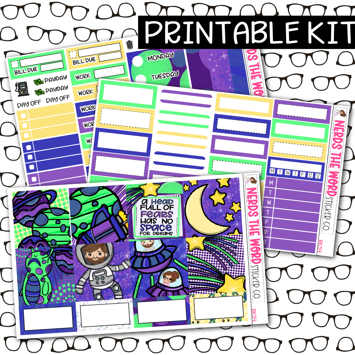 PRINTABLE Space Weekly Kit - Choose your Size