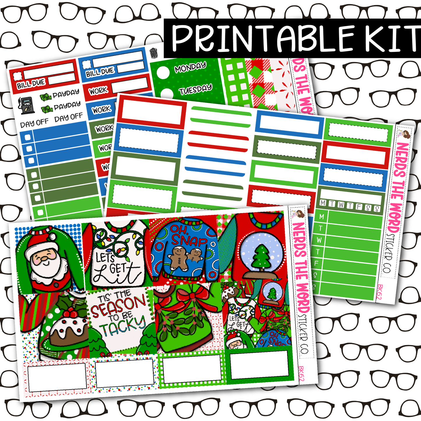 PRINTABLE Ugly Sweater Weekly Kit - Choose your Size