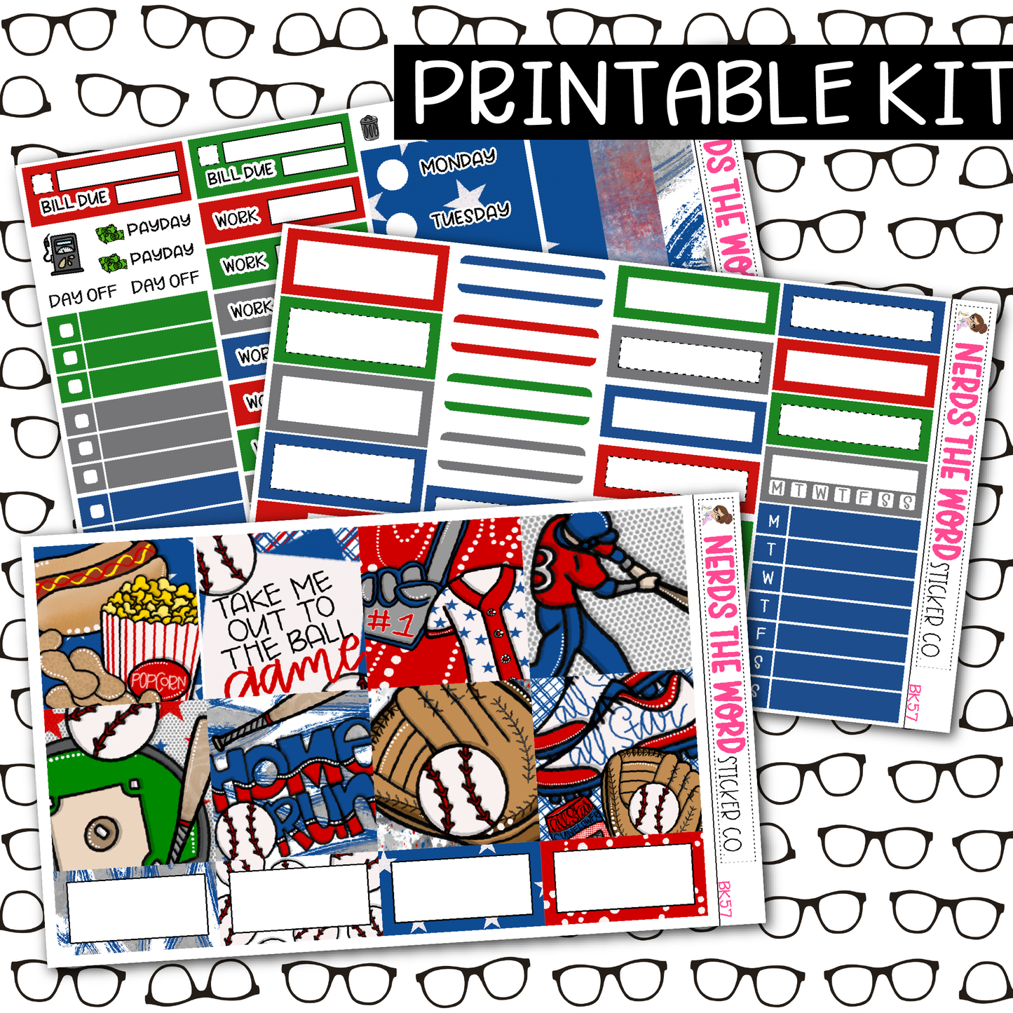 PRINTABLE Take Me Out To The Ball Game Weekly Kit - Choose your Size