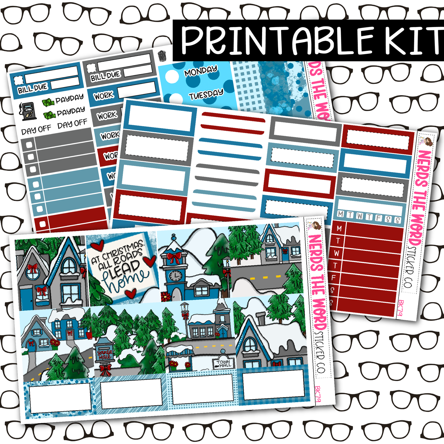 PRINTABLE Christmas Village Weekly Kit - Choose your Size