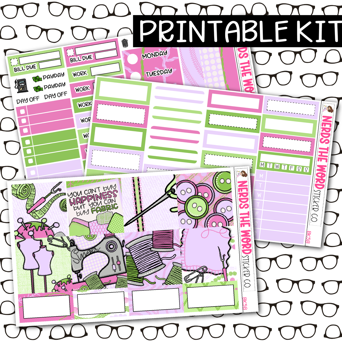 PRINTABLE Sewing Weekly Kit - Choose your Size