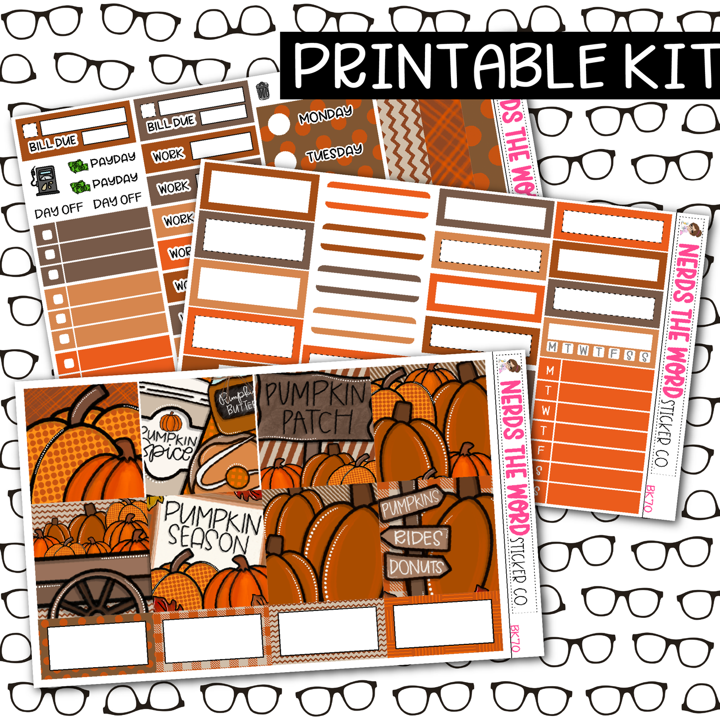 PRINTABLE Pumpkin Patch Weekly Kit - Choose your Size