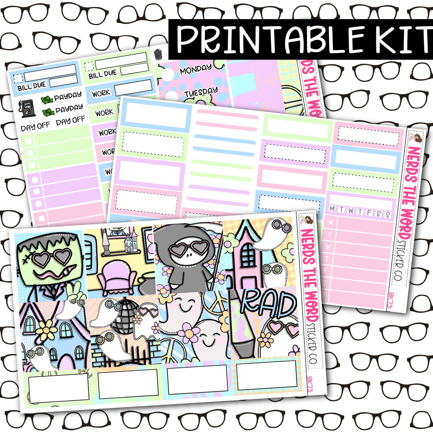 PRINTABLE Groovy Halloween Weekly Kit - Choose your Size