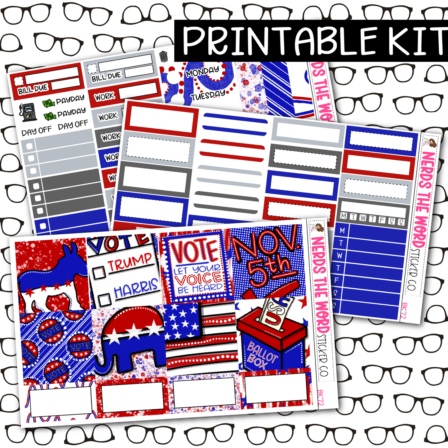 PRINTABLE VOTE Weekly Kit - Choose your Size