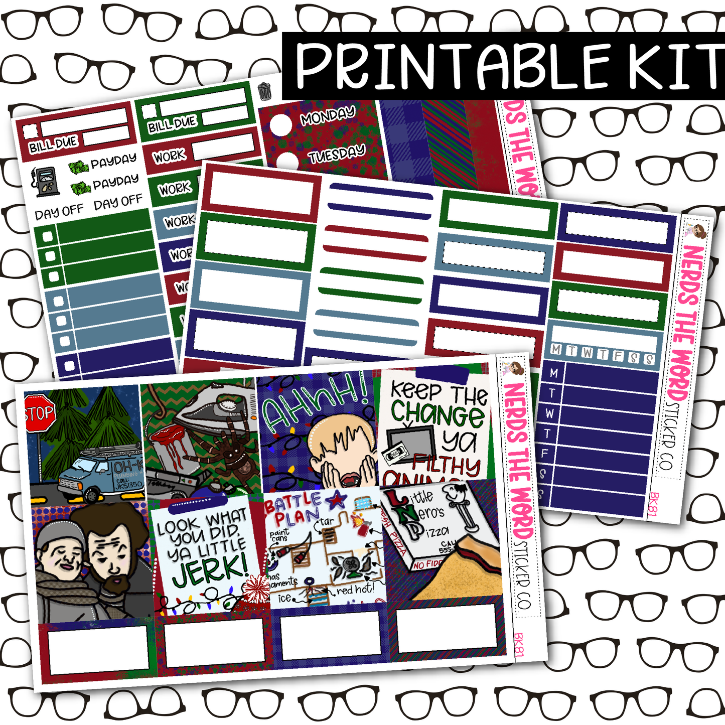 PRINTABLE  KEVIN Weekly Kit - Choose your Size