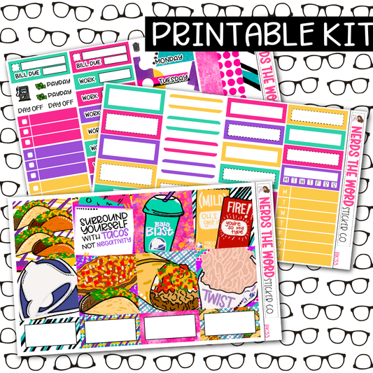 PRINTABLE Tacos Weekly Kit - Choose your Size