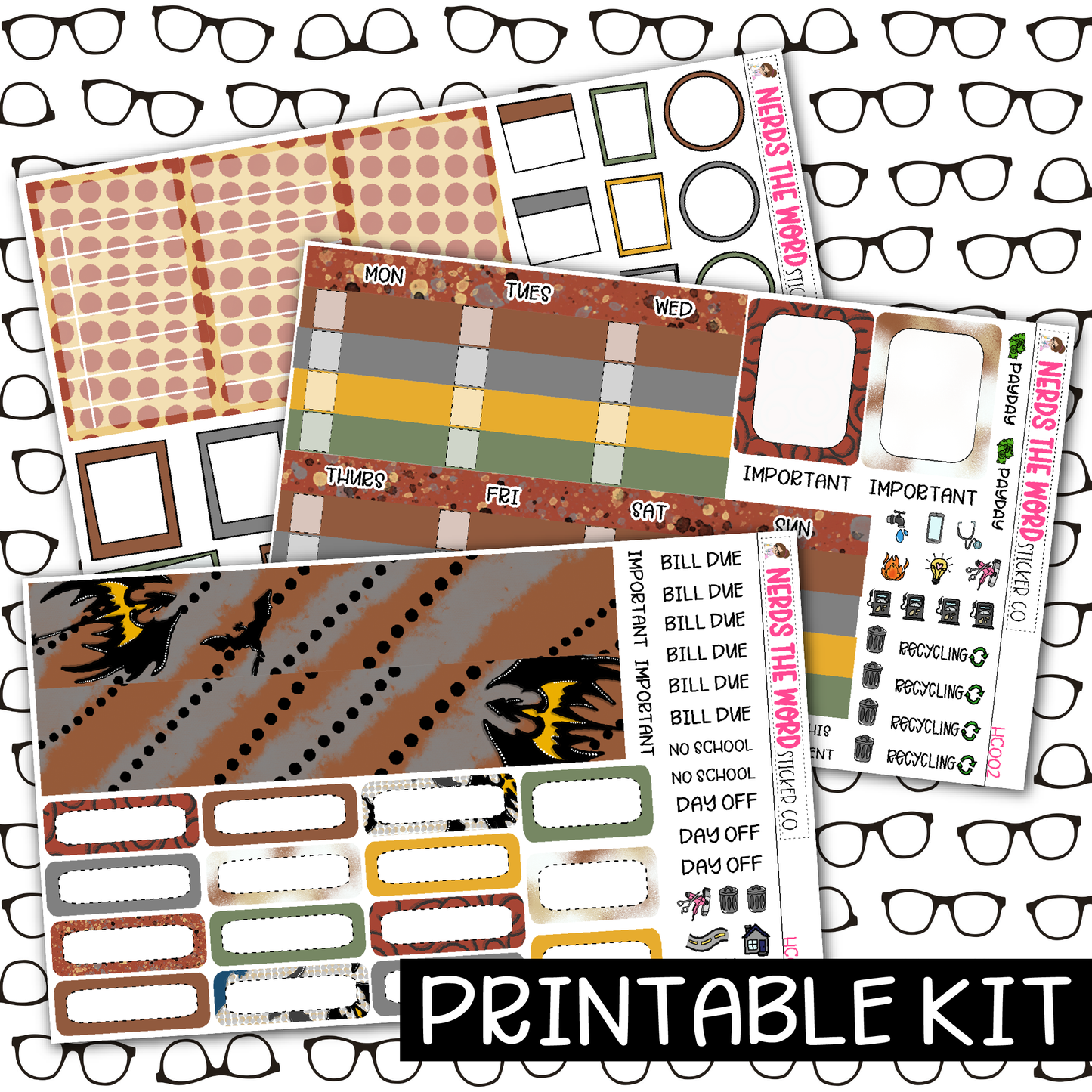 PRINTABLE - Storm Monthly, Weekly and or Journaling Sticker Kit