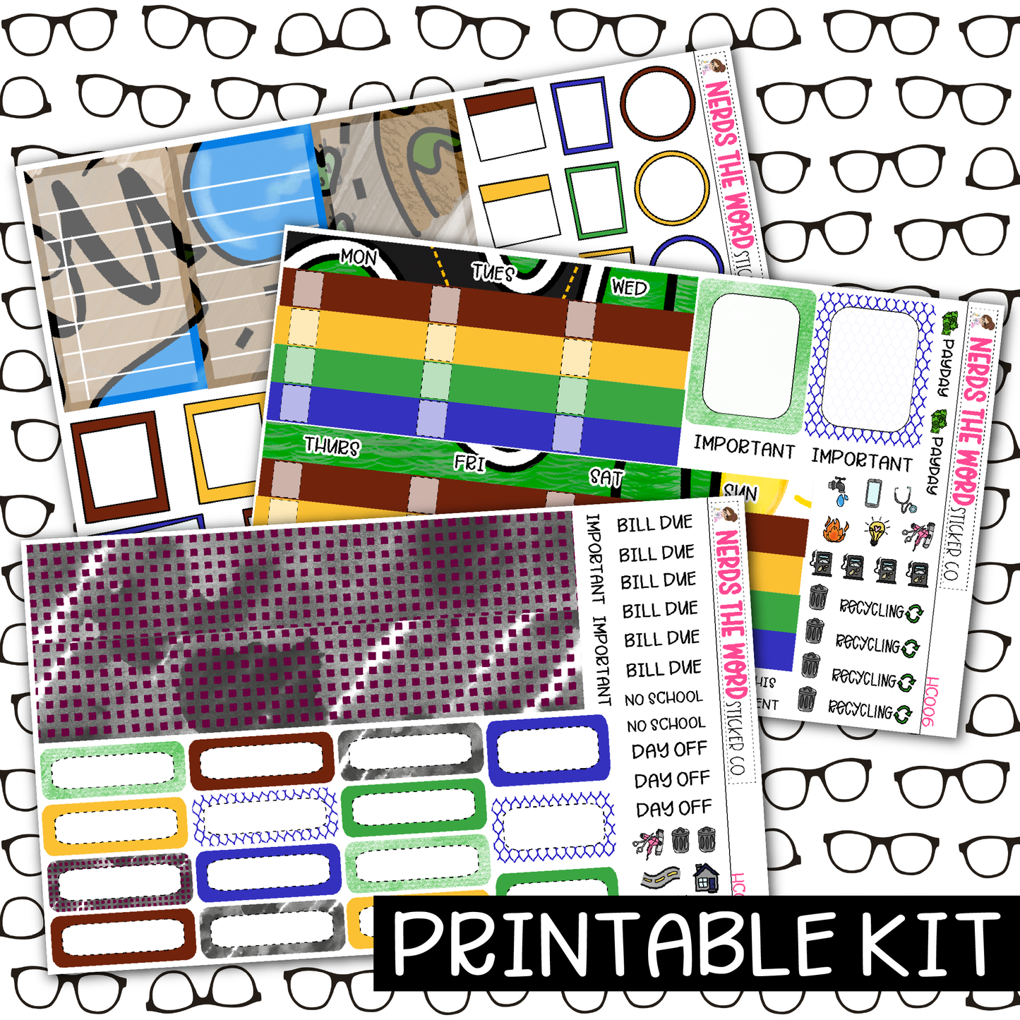 PRINTABLE - Road Trip Monthly, Weekly and or Journaling Sticker Kit