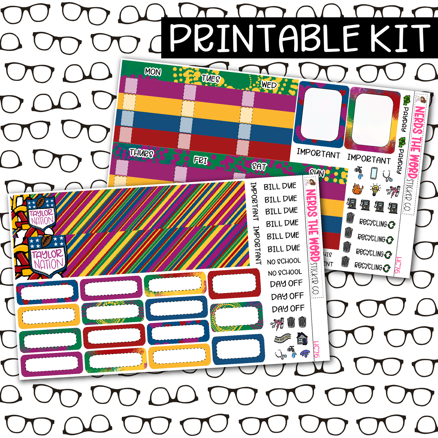 PRINTABLE Taylors Boyfriend Monthly Kit - Choose your Size