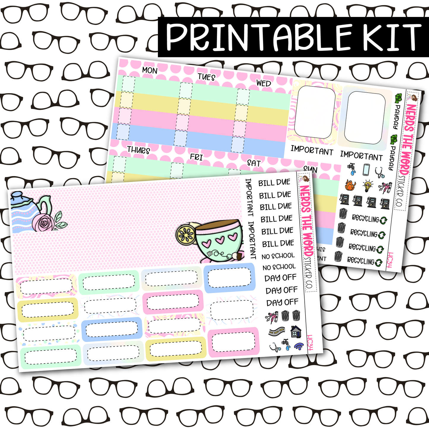 PRINTABLE Tea Party Monthly Kit - Choose your Size