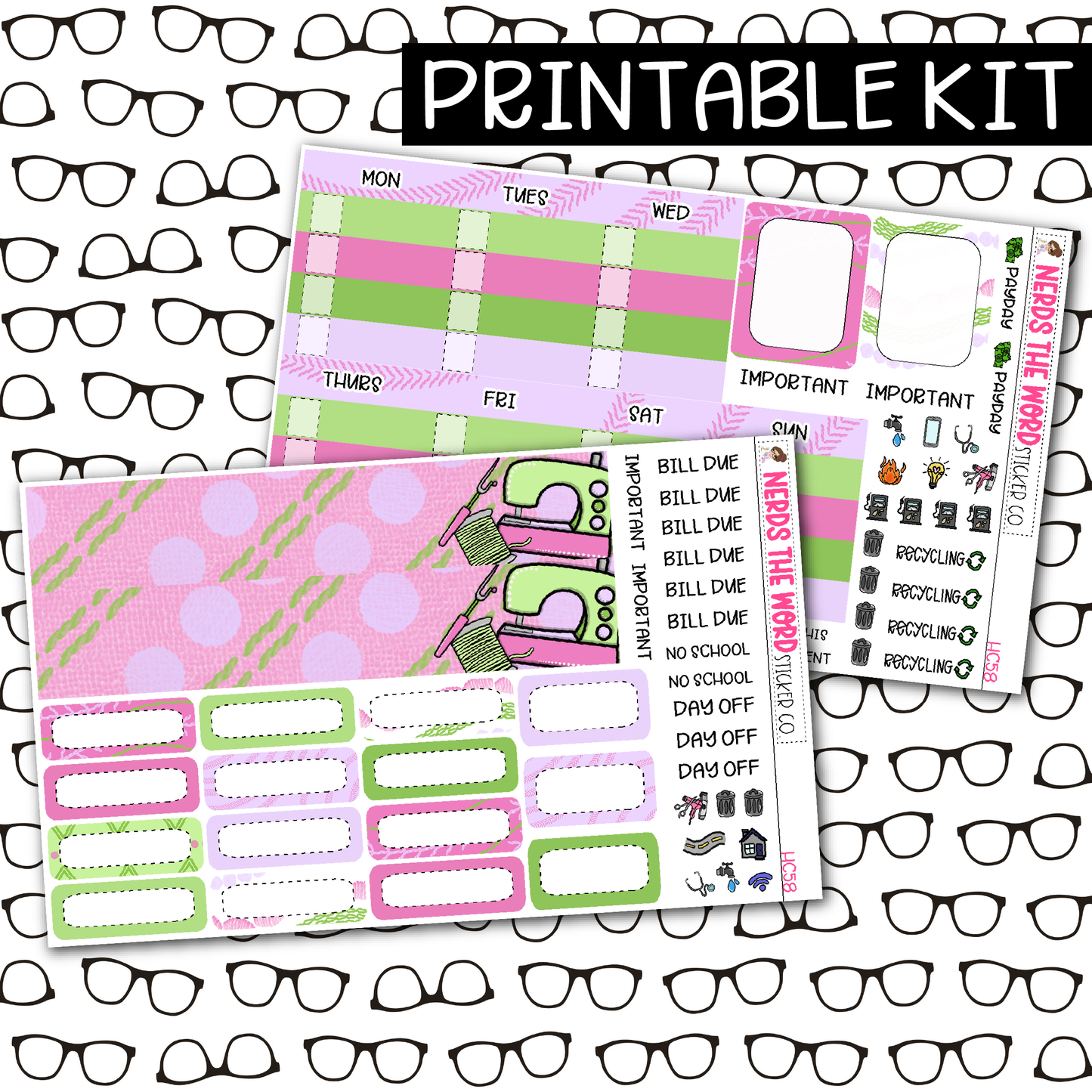 PRINTABLE Sewing Monthly Kit - Choose your Size