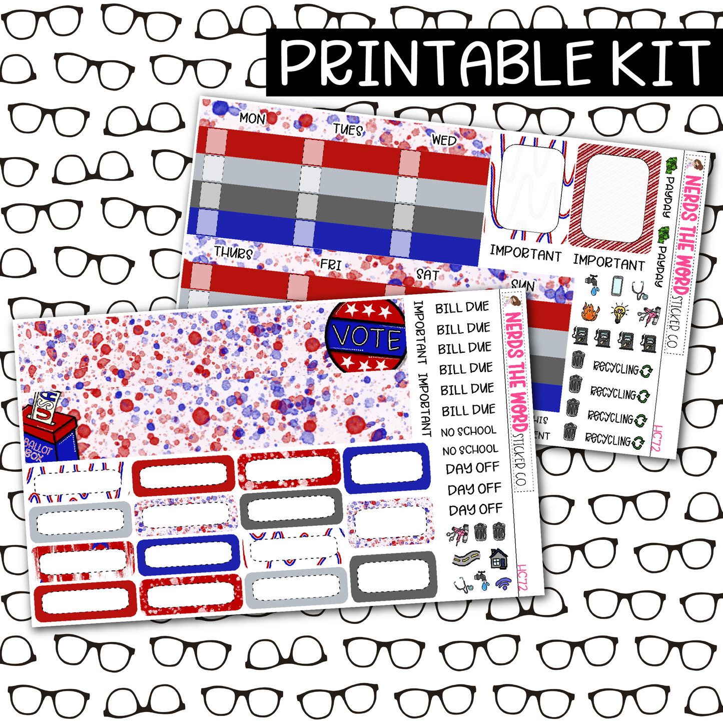 PRINTABLE VOTE Monthly Kit - Choose your Size