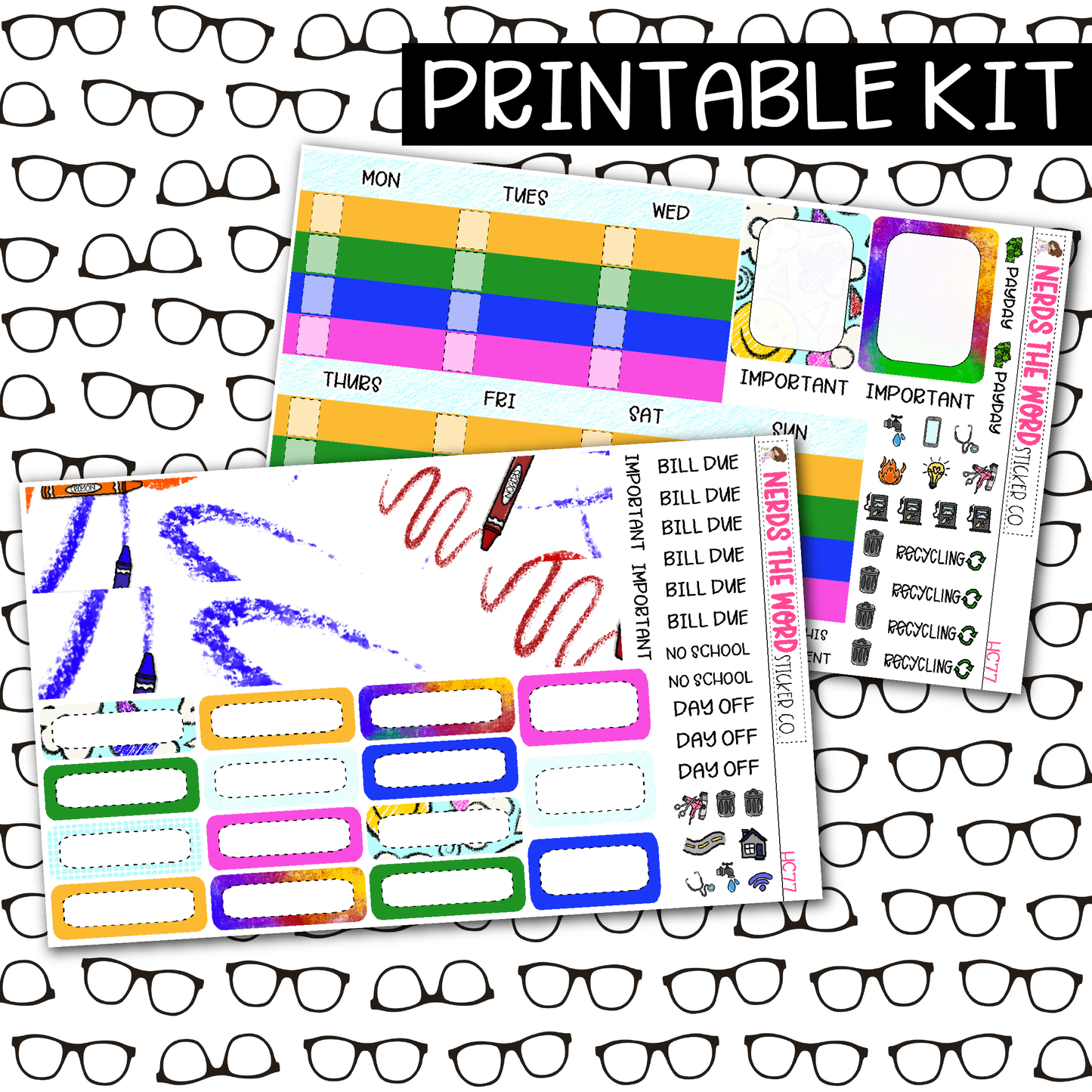 PRINTABLE Color Your World Monthly Kit - Choose your Size