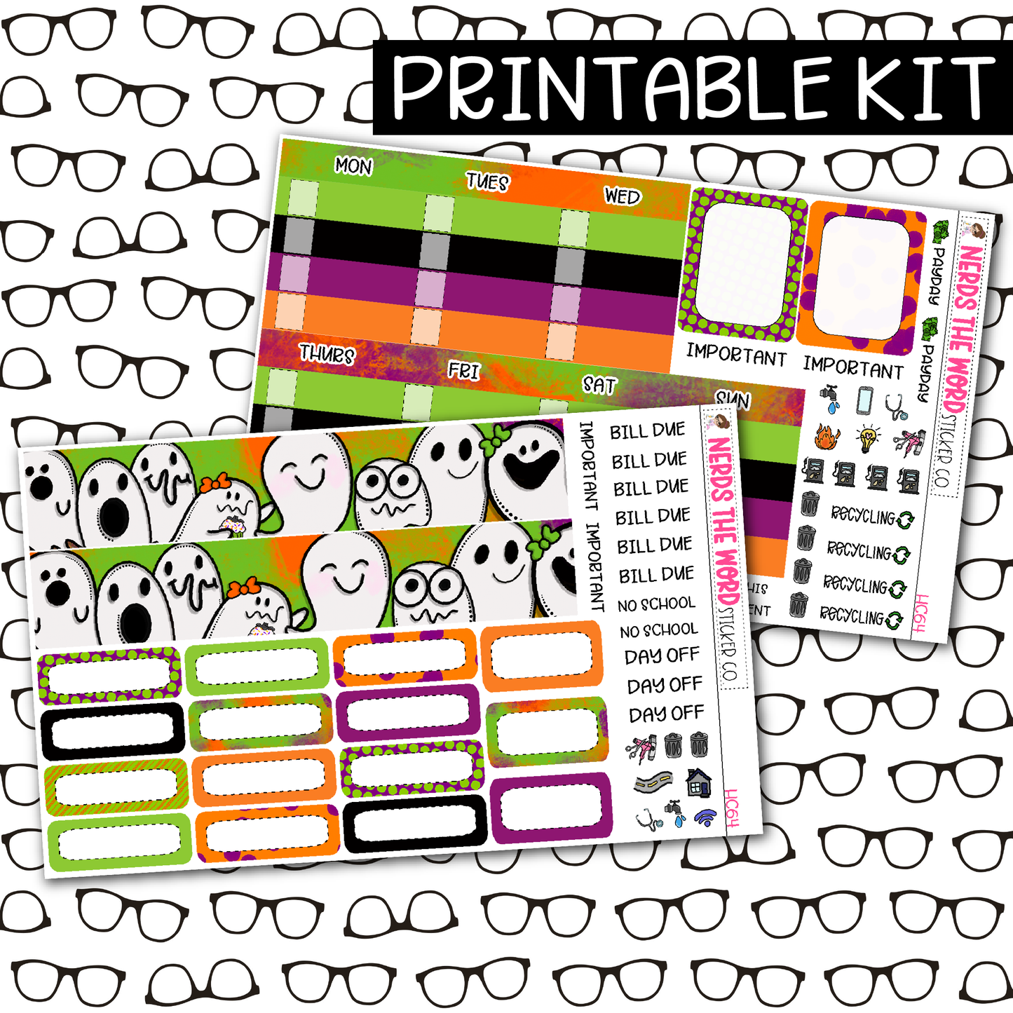 PRINTABLE Ghost Karma Monthly Kit - Choose your Size