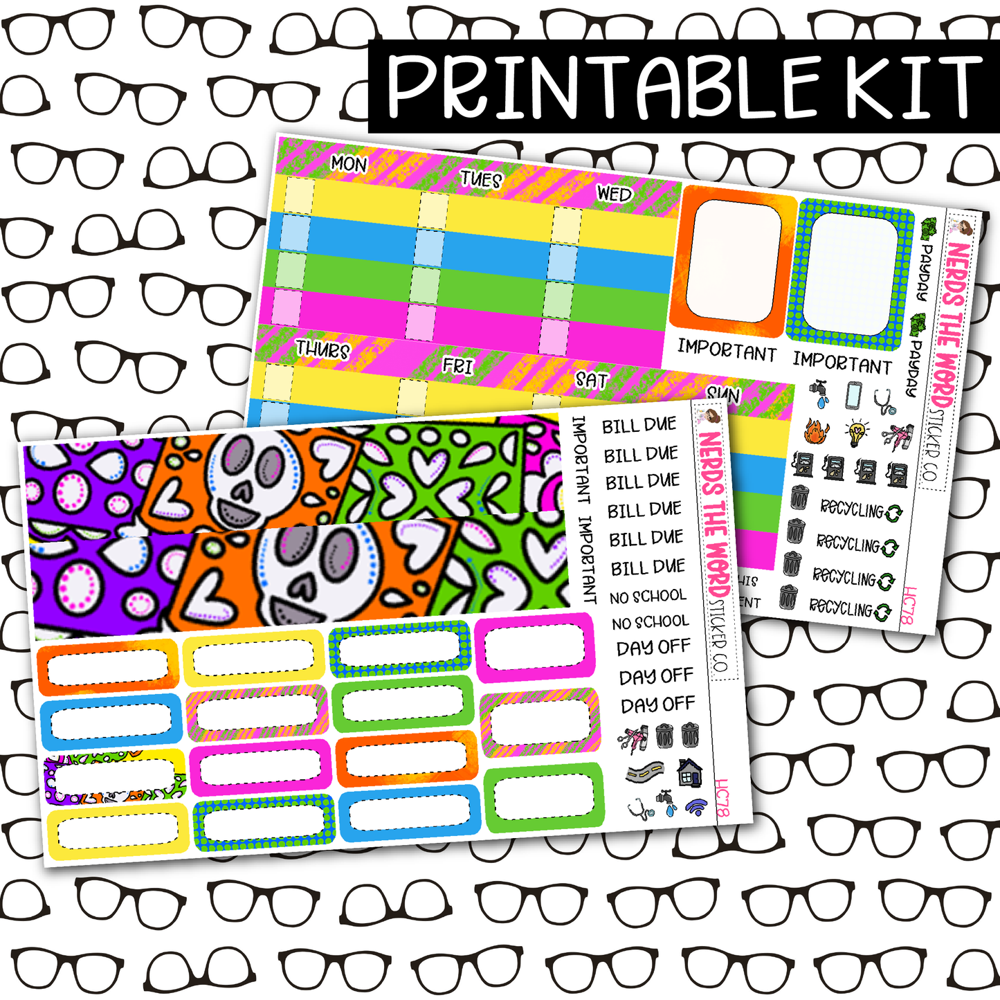 PRINTABLE Day of the Dead Monthly Kit - Choose your Size