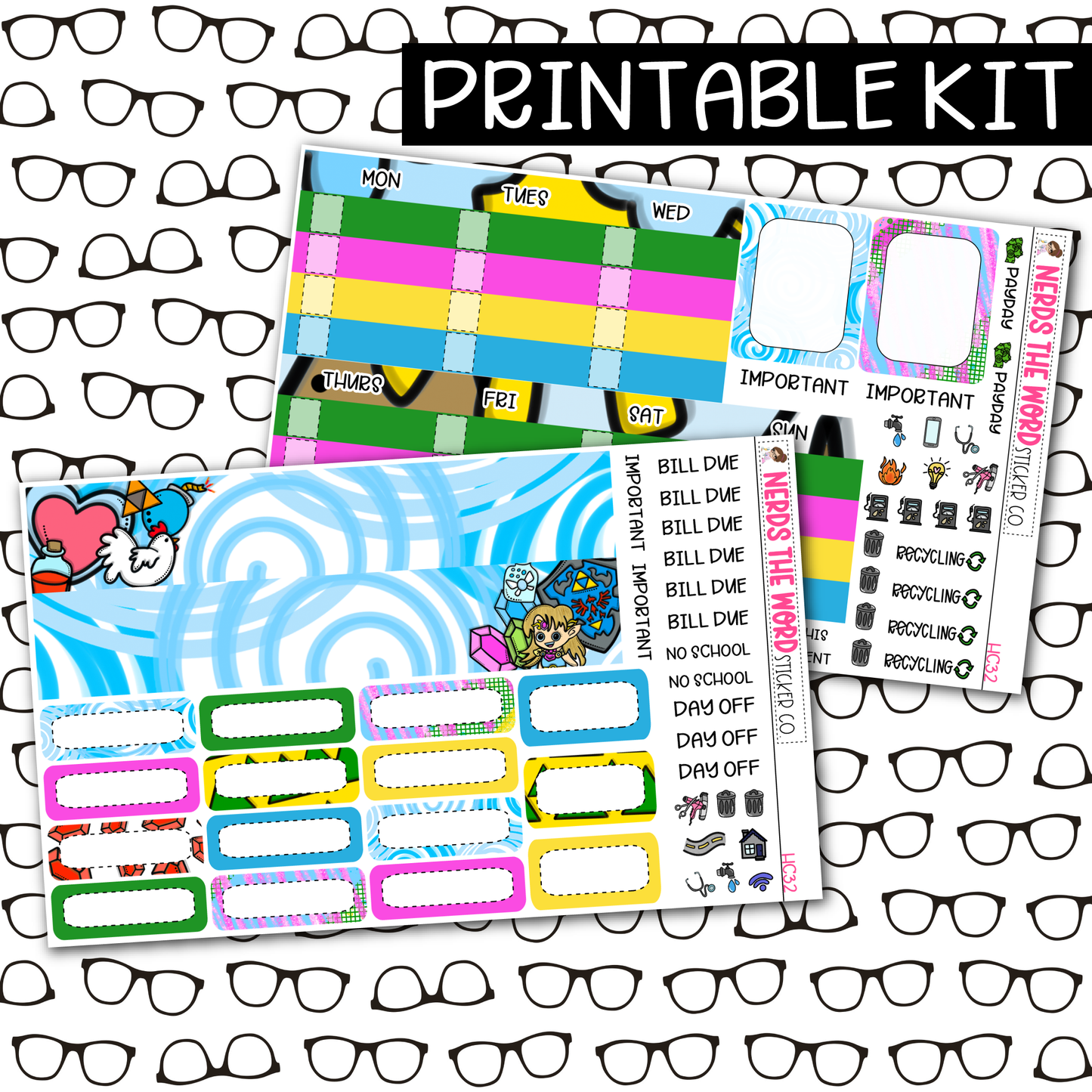 PRINTABLE Link Monthly Kit - Choose your Size
