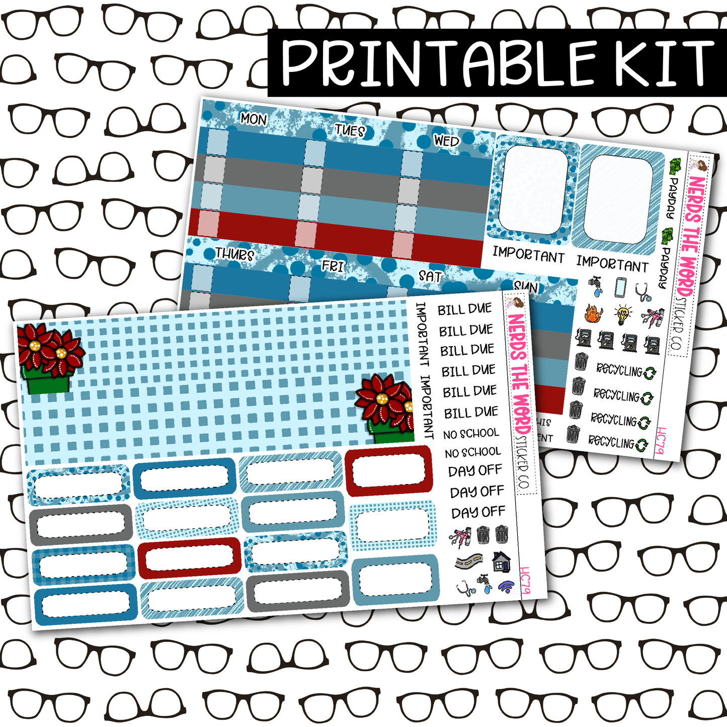 PRINTABLE Christmas Village Monthly Kit - Choose your Size