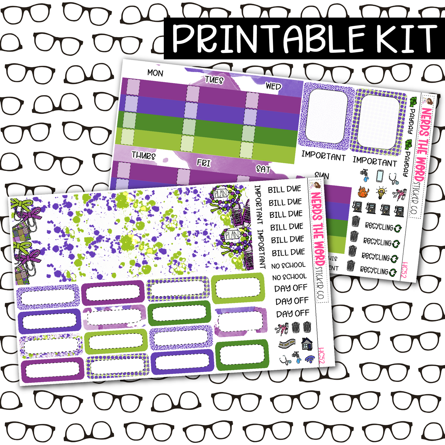 PRINTABLE Planner Monthly Kit - Choose your Size