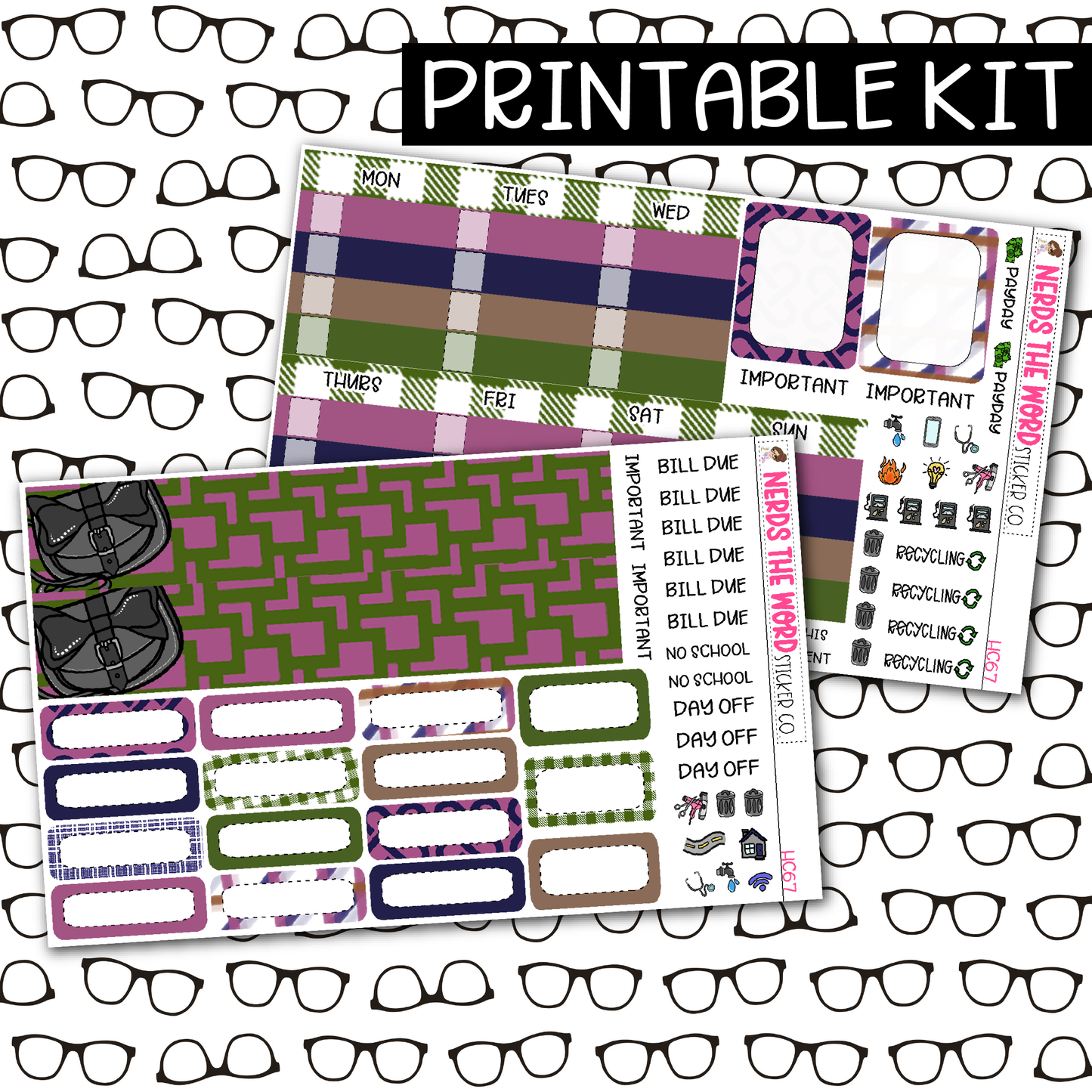 PRINTABLE Purses Monthly Kit - Choose your Size