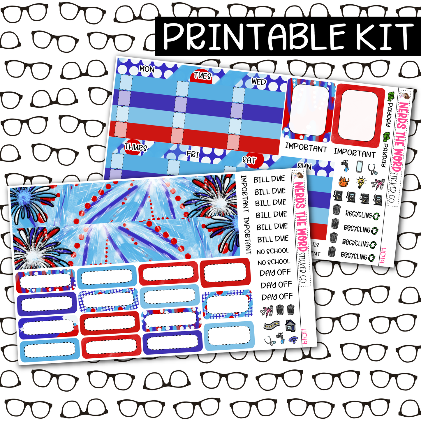 PRINTABLE Firework Monthly Kit - Choose your Size
