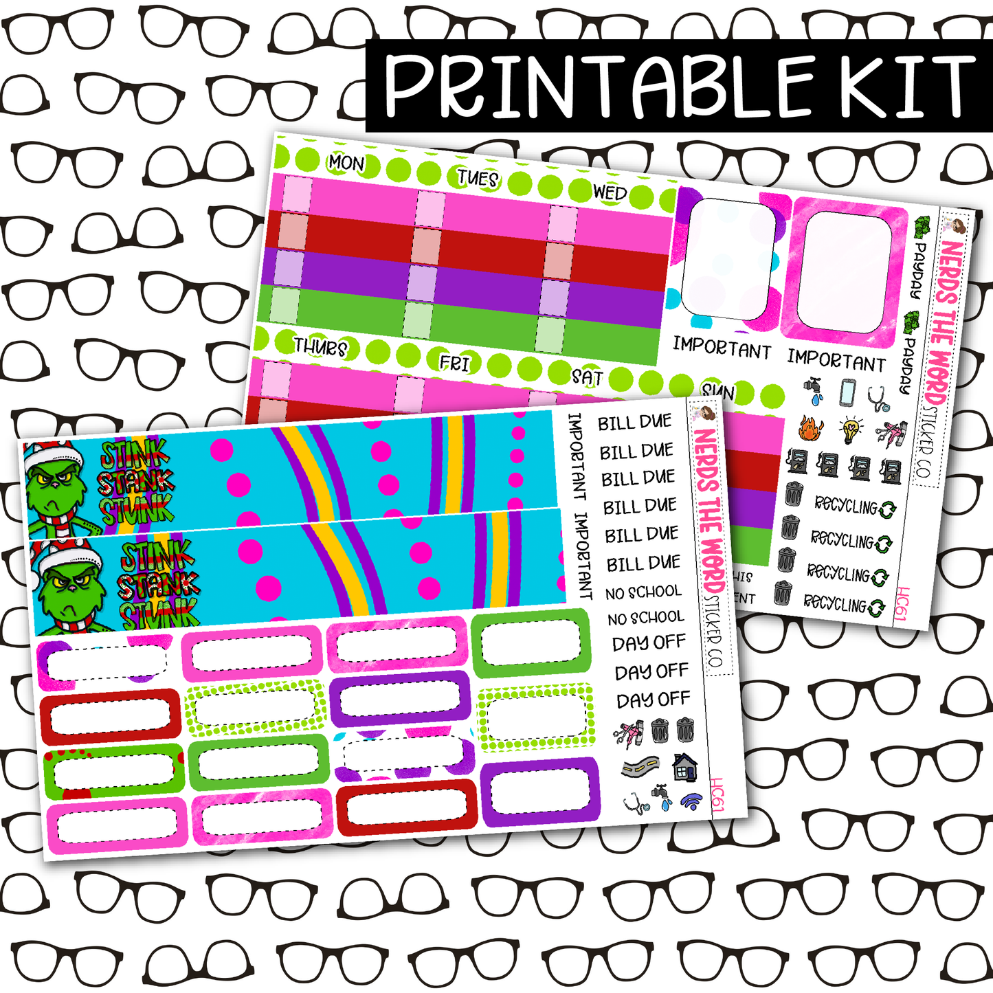 PRINTABLE You're a Mean One Monthly Kit - Choose your Size