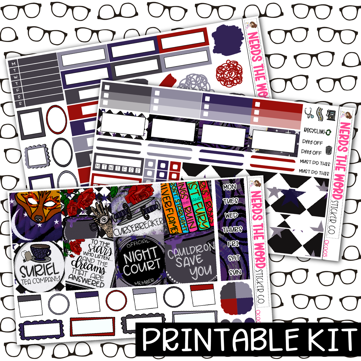 PRINTABLE - ACOTAR Monthly, Weekly and or Journaling Sticker Kit