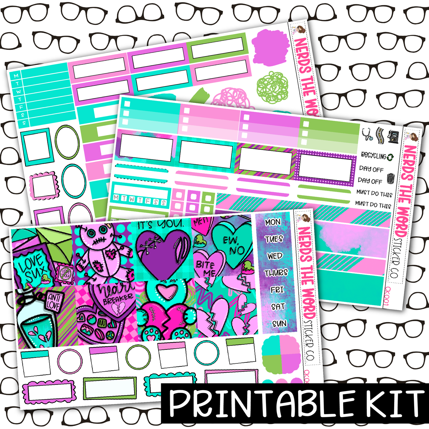 PRINTABLE - Anti-Valentine Monthly, Weekly and or Journaling Sticker Kit