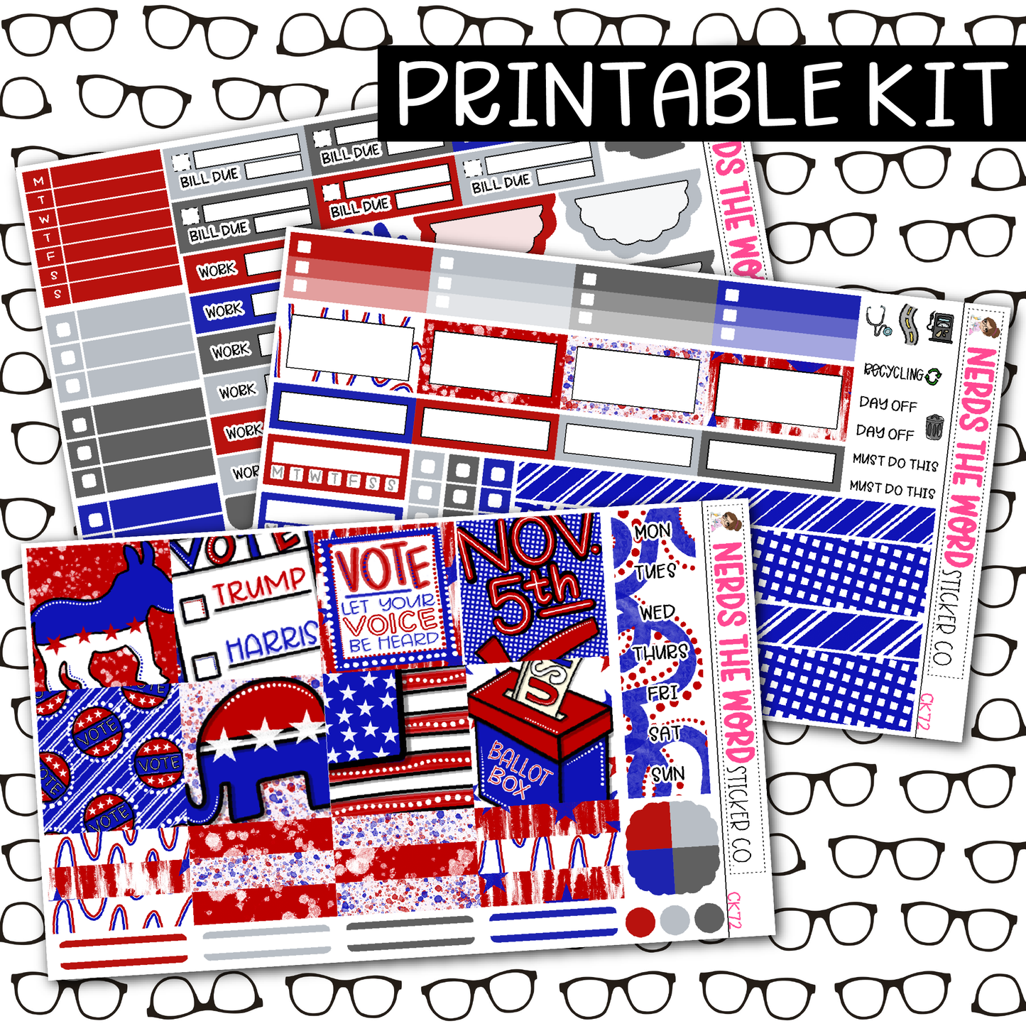 PRINTABLE VOTE Weekly Kit - Choose your Size