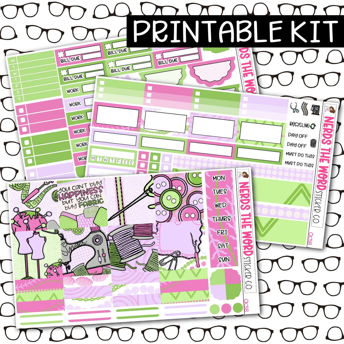 PRINTABLE Sewing Weekly Kit - Choose your Size