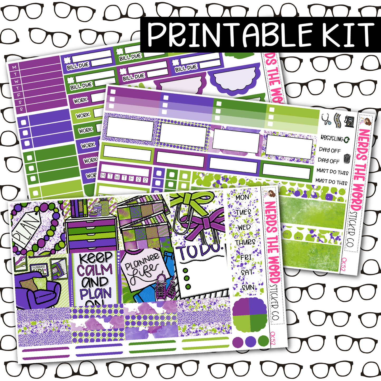 PRINTABLE Planner Weekly Kit - Choose your Size