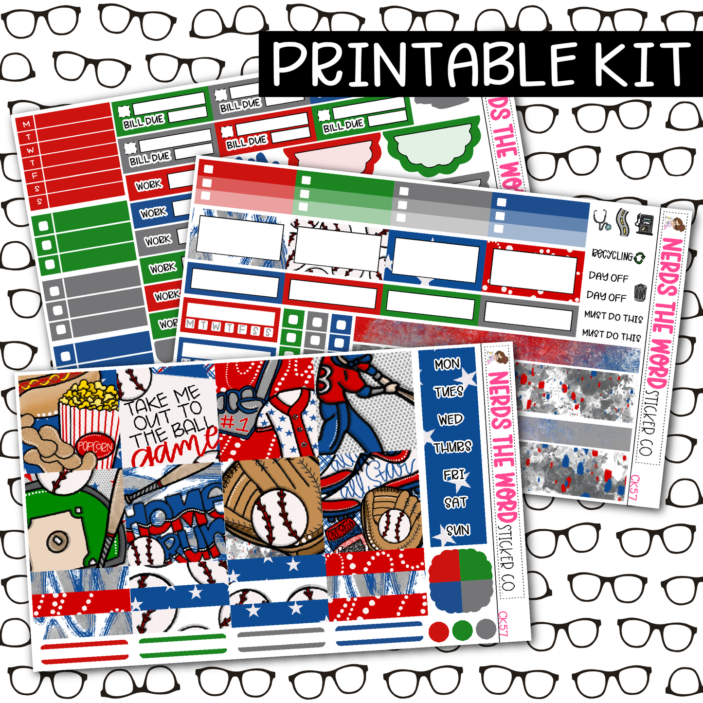 PRINTABLE Take Me Out To The Ball Game Weekly Kit - Choose your Size