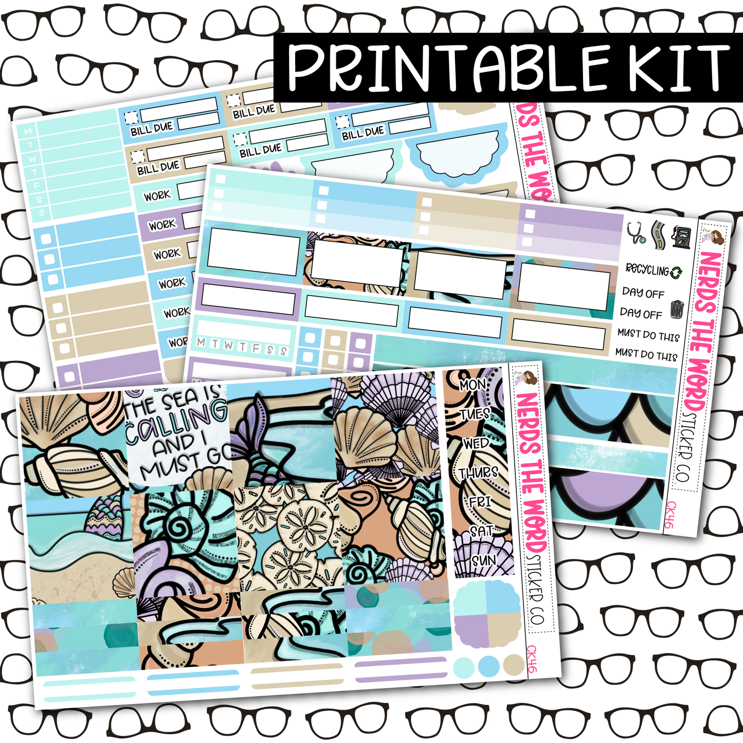 PRINTABLE The Sea is Calling Weekly Kit - Choose your Size