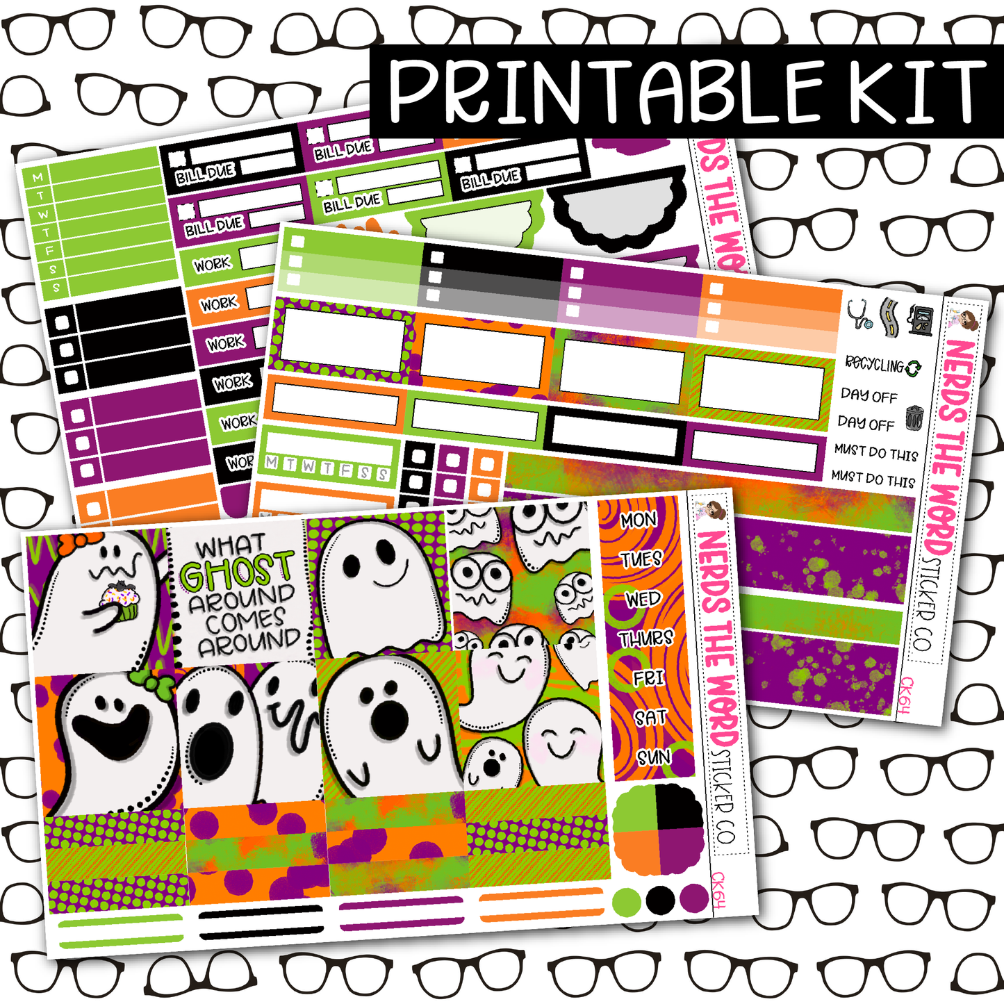 PRINTABLE Ghost Karma Weekly Kit - Choose your Size